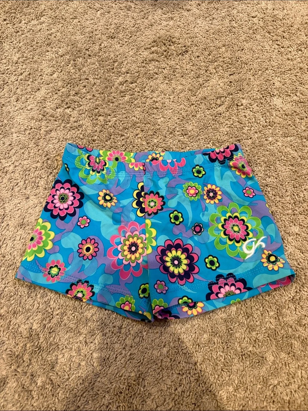 Bright Floral Fun Gymnastics Childs Shorts Very Size Adjustable